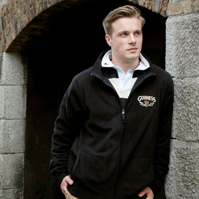Guinness Full Zip-Up Fleece Jacket With Logo Print  Black Colour
